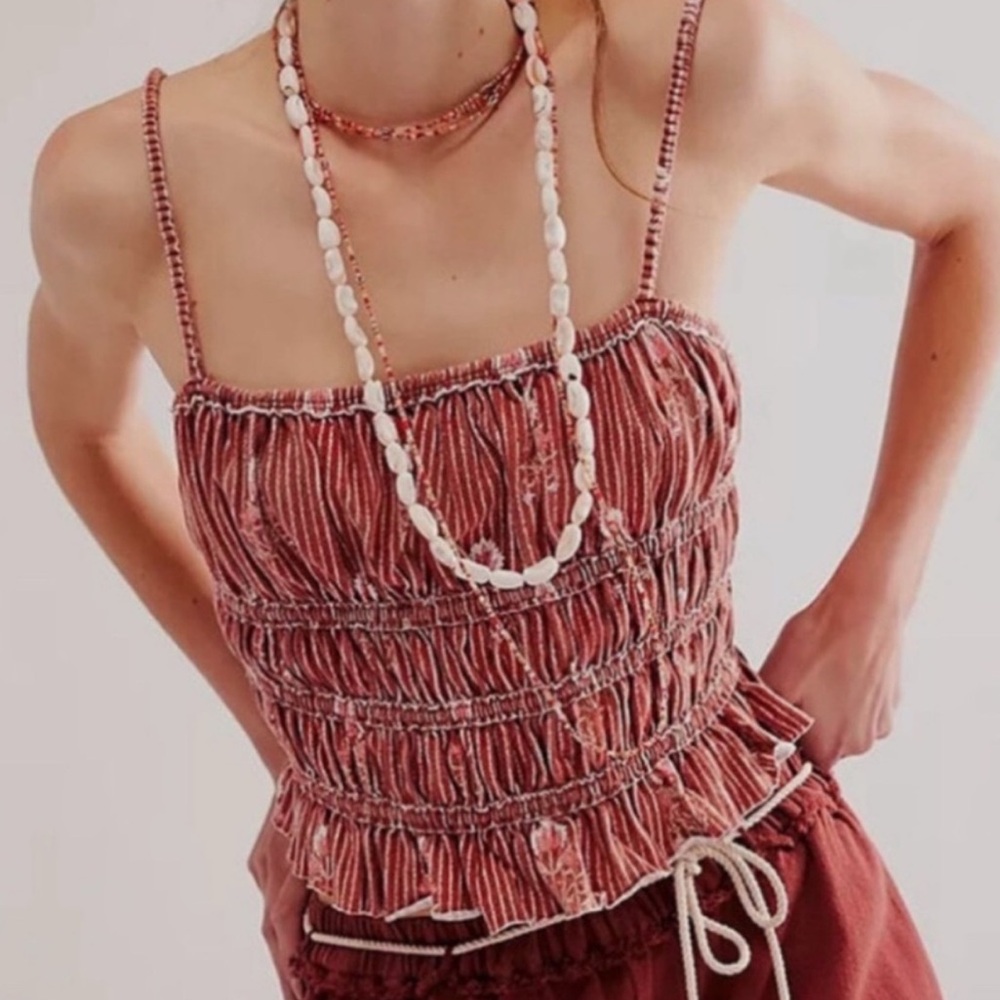 Free People Floral Ruffle Top